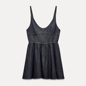 Zara TRF DENIM SWING DRESS Dark Indigo